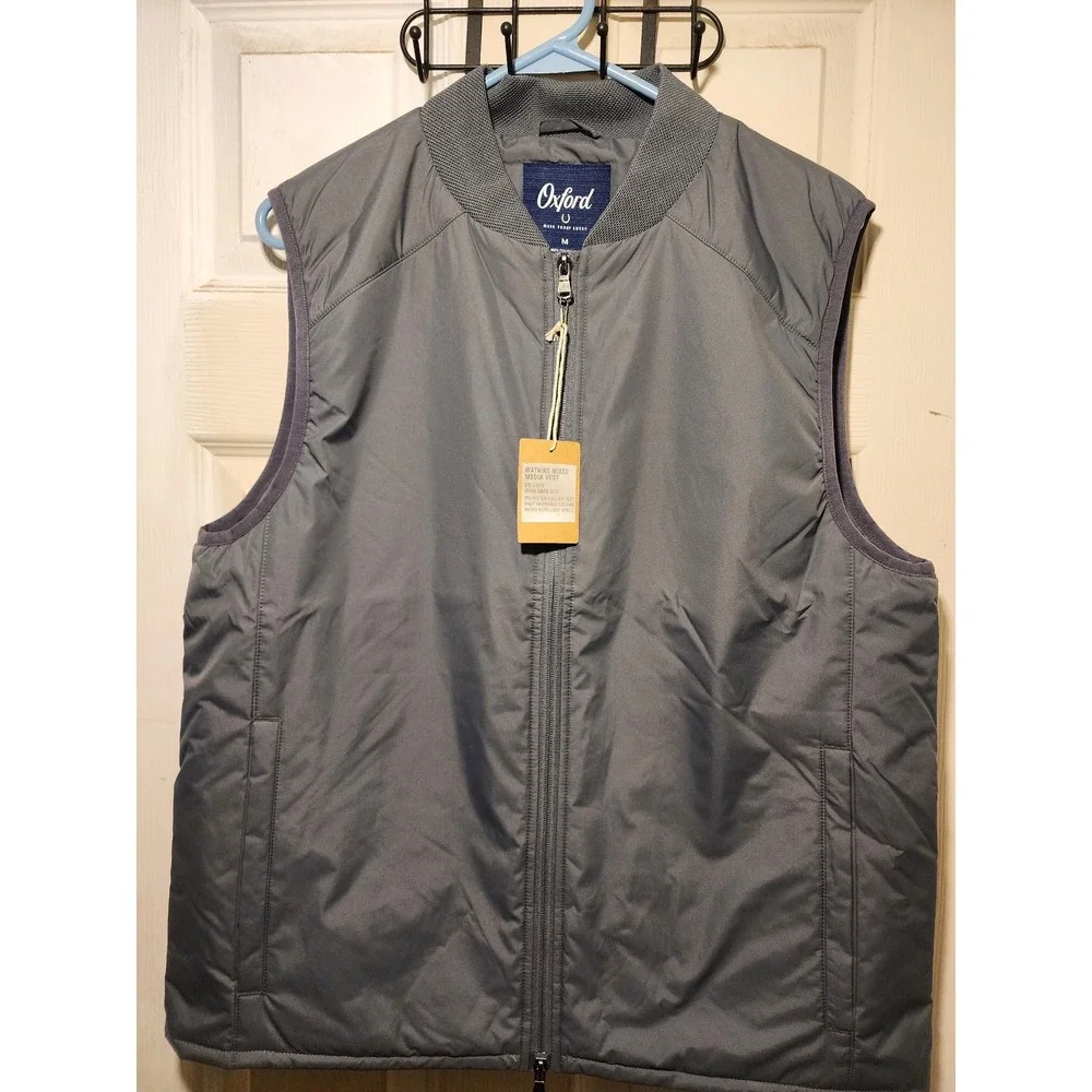 Oxford Watkins‎ Mixed Media Vest Iron Gate Gray Size Medium Full Zip Puffer Mens